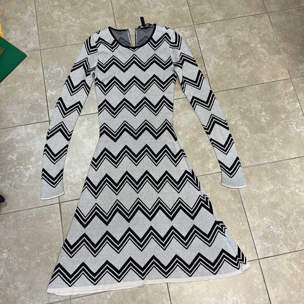 BCBG. Knit cream and black dress. Size extra extra small.